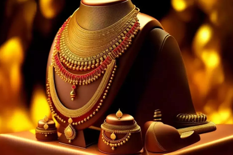 Luxury gold and diamond jewellery collection on display